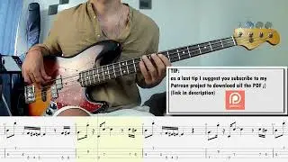 Dua Lipa - Dance The Night BASS COVER + PLAY ALONG TAB + SCORE PDF