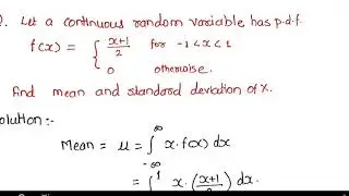 Solved Problem to find mean and Std. Dev