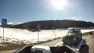 old green VOLKSWAGEN passing through SNOWY MOUNTAINS of Colorado - GoPro video - Good Times!