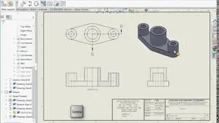 SolidWorks Drawings - Creating a Half Section View - CH9 P12 (9) (No Audio)