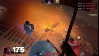 Spy sapping Engi's teleporter for almost 5 minutes while Pyro inspecting their sign