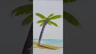 60 Second Watercolour Lesson. A Palm Tree & Beach