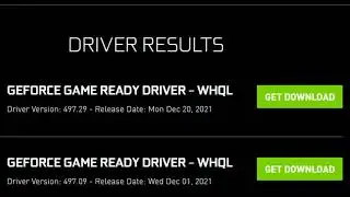 NEW NVIDIA GPU DRIVERS UPDATE Version 497.29 12/20/2021