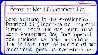 Short Speech on world environment day 2024 | speech on environmental day in English