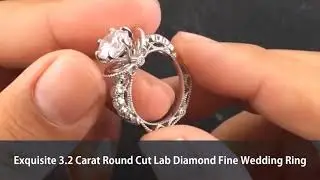 Exquisite 3.2 Carat Round Cut Lab Diamond Fine Wedding Ring