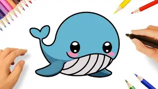 HOW TO DRAW A CUTE WHALE KAWAII EASY🐳
