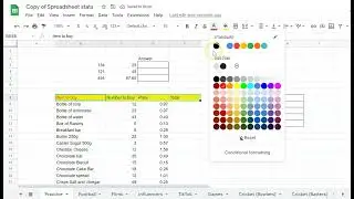 Spreadsheets V1 Formatting