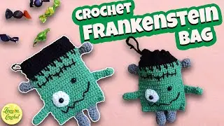 How to Crochet Frankenstein Candy Bag | Halloween Crochet Tutorials | Lemon Crochet🍋