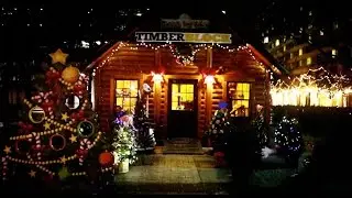 Santa Claus Arrives at his Log Cabin at Toronto Eaton Centre