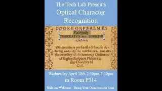 OCR: Optical Character Recognition - April 18, 2018