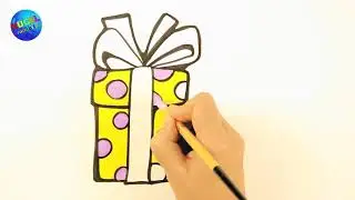 Подарок под елку. Как рисовать подарок / Лёгкие рисунки для срисовки / Раскрашиваем с детьми