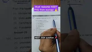 most repeated NEET PYQ from ecology ⚠️ || #shorts #study #neet #medicalentranceexam #biology