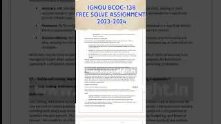 IGNOU BCOC-138 Free Solve Assignment 2023-2024 For December 2024 Exams #ignoufreesolvedassignment