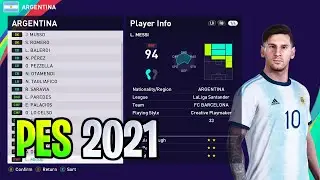 ARGENTINA players Ratings & Faces | PES 2021