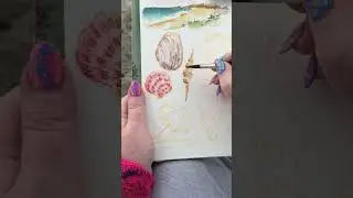 Beachy watercolor things painted plein air at the beach!