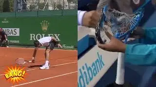 ROMPIENDO RAQUETAS: Jugadores De Tenis Molestos DESTRUYEN Sus Raquetas