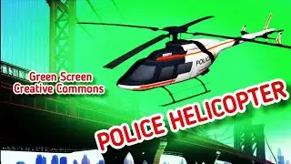 POLICE HELICOPTER green screen footage. Animation on chromakey.