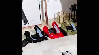 Red Women's Suede Stiletto Heels Pointed Toe Prom Shoes