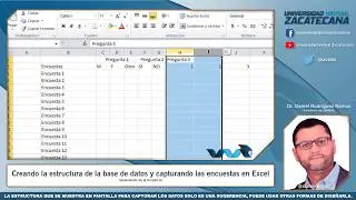 Video 2/6 Como crear la base de datos y como capturar los datos en Excel.