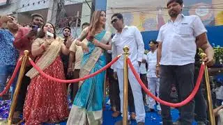 ismart shankar movie fame Nabha Natesh Kasam showroom opening at Badrachalam today