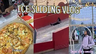 Ice sliding vlog in Vladivostok ⛸️⛷️🎿|day out after a semester |pizza stops and shopping 🛍️
