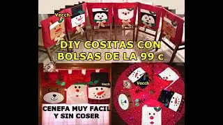 DIY COSITAS CON BOLSAS DE LA 99 c / CENEFA DE NAVIDAD MUY FACIL Y SIN COSER / Vecch