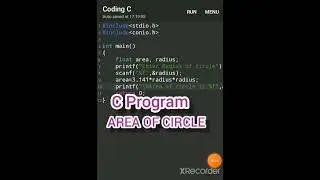 Area Of Circle in C Program | C Program To Accept Radius Of Circle  Print Area Of Circle #cprogram