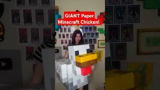 I built a GIANT Minecraft Chicken only using paper! NO glue! NO tape! 