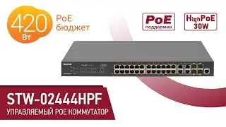 BEWARD STW-02444HPF: управляемый коммутатор, 28 портов (4 SFP) 10/100/1000 Мбит/с, PoE бюджет 430 Вт