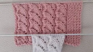 We knit vests, cardigans, blouses and shawls with the openwork mountains pattern.