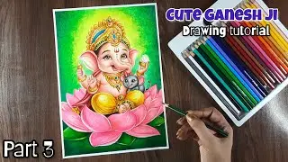 Lord Ganesha Drawing, How to draw outline of Lord Ganesh 🥰 PART 3