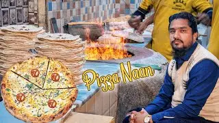 Tandoori Naan Pizza in Lahore | Best Pizza Naan Making in large oven | Street Food In Pakistan