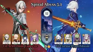 C0 Arlecchino Vaporize & Furina Hyperbloom | 5.1 Spiral Abyss | Full Star Clear | Genshin Impact