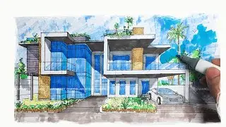 HOW TO DRAW HOUSE USING 1 POINT PERSPECTIVE.