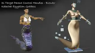 Bone Rig & IK Parent Control Handles | Kebechet Egyptian Goddess | Snake Skeleton Armature Meta-Rig