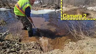 Unclogging Culverts With post 10 As We Ride Around During 2023 Mud Season