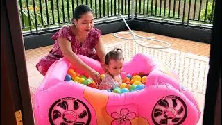 Unboxing Kolam Renang Mobil Mobilan - Balita Lucu Mandi Bola Warna Warni - baby learning colors