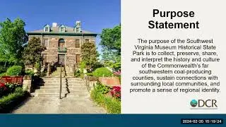 Southwest Virginia Historical Museum State Park Master Plan Meeting 2024