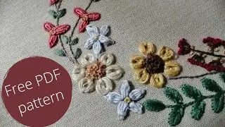 Hand embroidery design "Summer garden" // How to embroidery flowers // Pretty flower ideas
