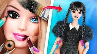 BARBIE Pop Transformatie naar Wednesday | 5 DIY Crafts Ideeën