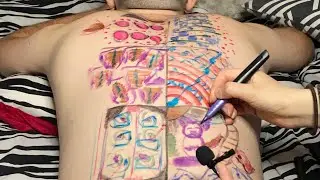 ASMR drawing on my friend’s back (back tracing) (skin sounds) (real person ASMR)