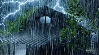 Sink into Deep Sleep with Night Thunderstorm on Tin Roof | Heavy Rain & Powerful Thunder