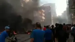 المنصورة ، اثار اعتراض الداخلية والبلطجية مسيرة الاخوان في شارع احمد ماهر 16/8/2013