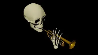 Jazz Skull (Skull Trumpet) by Cathy Jarboe, Recreated In 4K