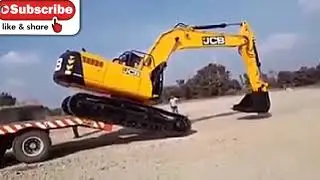 Jcb 380 Tracks Excavator Machine Unload From Trailer Truck | Excavator Accident  | Excavators Fans