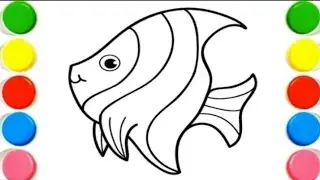 Rainbow Fish Drawing,Painting and Colouring For Kids and Toddlers ||Easy Fish Drawing for kids ||