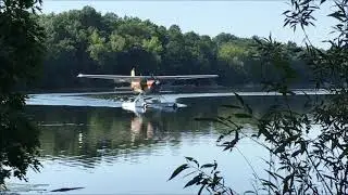 Floatplane Taxi and Takeoff on Michigan Lake