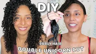 I TRIED A DIY DOUBLE UNICORN HAIRCUT ON MY CURLY HAIR