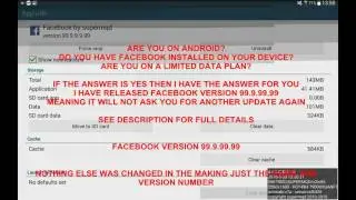 FACEBOOK MOD HACK VERSION 99.9.9.9.99 STOP UPDATES NEVER UPDATE FIX ANDROID