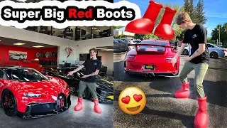 SUPERCAR owners react to my BIG RED BOOTS